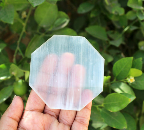 Natural Selenite Octagon Charging Plate