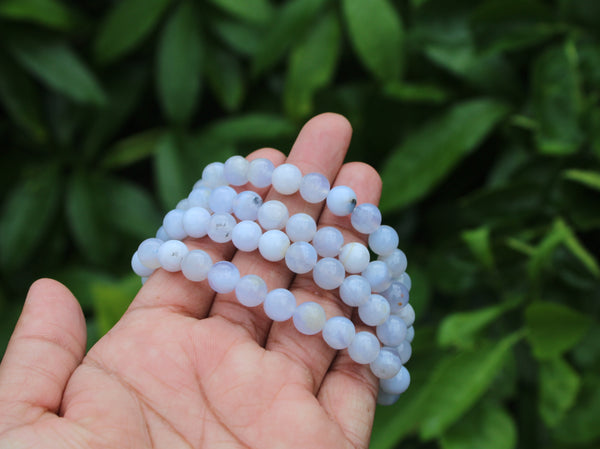 Natural Blue Lace Agate Bead Bracelet