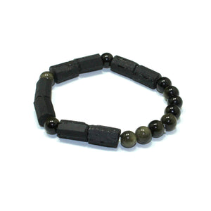 Black Tourmaline and Golden Sheen Obsidian Protection Bracelet