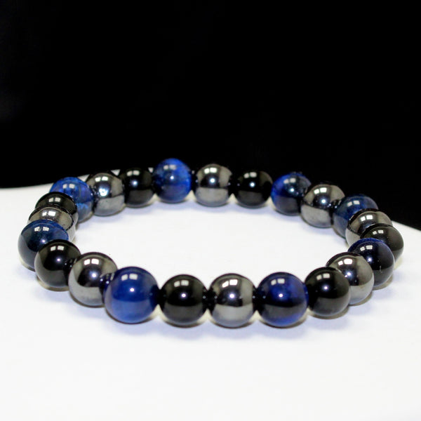 Obsidian, Hematite and Blue Tiger Eye Triple Protection Bracelet