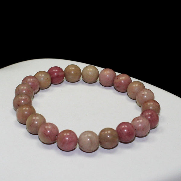 Natural Pink Rhodonite Bead Bracelet