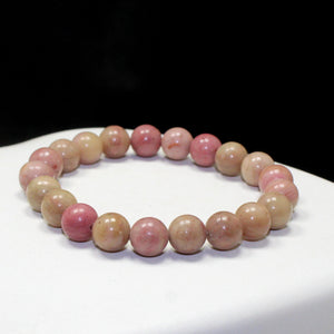 Natural Pink Rhodonite Bead Bracelet