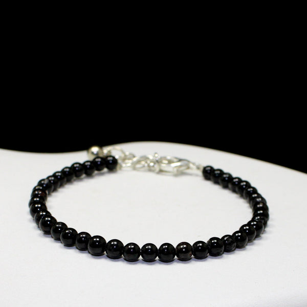 Natural Black Tourmaline 4 mm Bead Bracelet