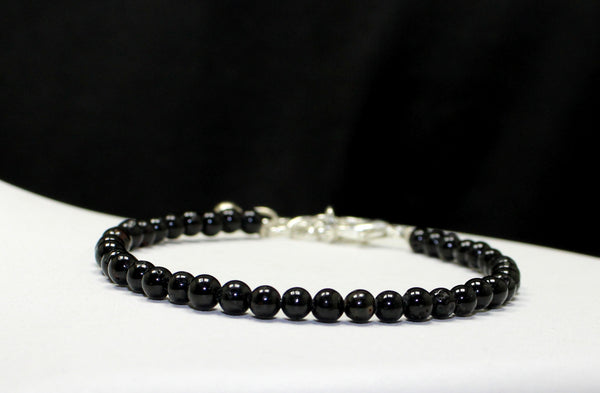 Natural Black Tourmaline 4 mm Bead Bracelet