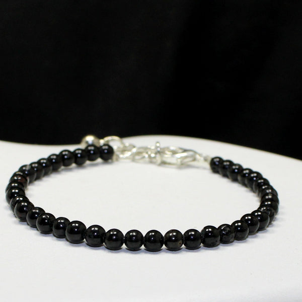 Natural Black Tourmaline 4 mm Bead Bracelet