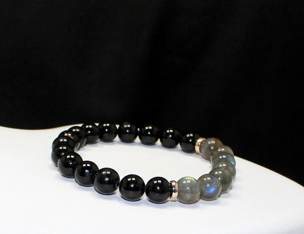 Empath Protection Bead Bracelet - Black Tourmaline and Labradorite