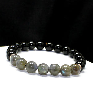 Empath Protection Bead Bracelet - Black Tourmaline and Labradorite