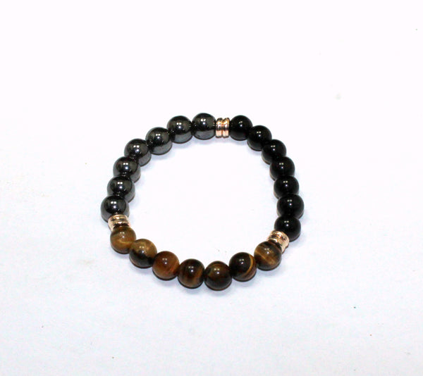 Triple Protection Bracelet - Black Obsidian, Hematite and Tiger Eye