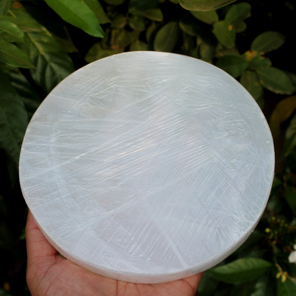 Natural Large Round Selenite Charging Plate