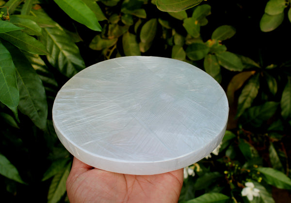 Natural Large Round Selenite Charging Plate