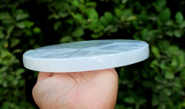 Natural Large Round Selenite Charging Plate