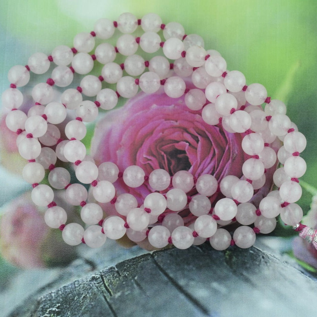 Natural Rose Quartz 108 Beads Japa Mala