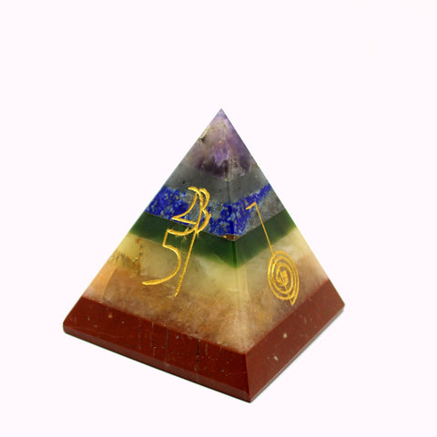 Natural 7 Chakra Bonded 70 mm Pyramid