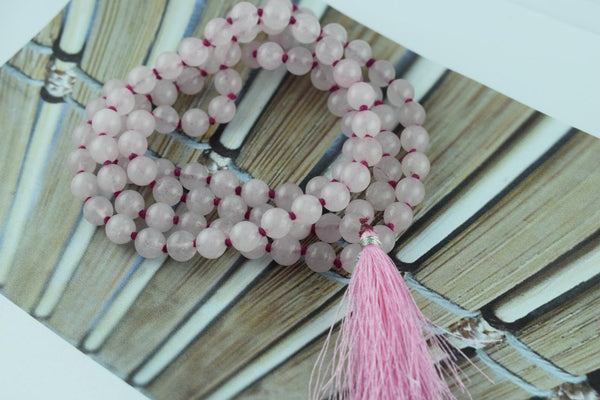 Natural Rose Quartz 108 Beads Japa Mala