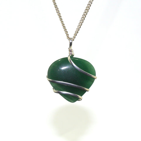 Natural Green Jade Heart Pendant