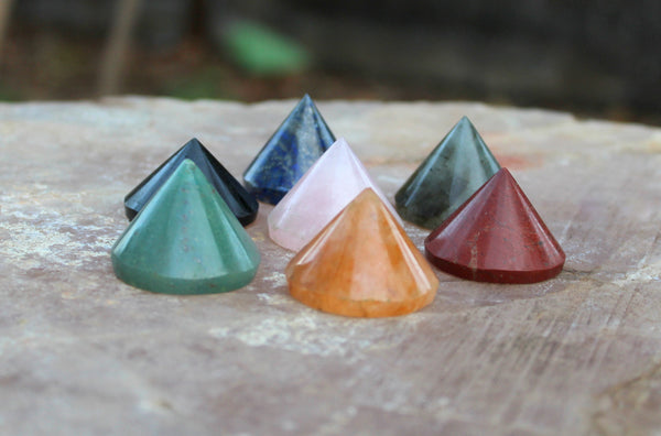 Natural 7 Chakra Conical Pyramid Set of 7