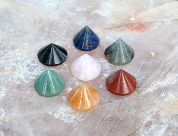 Natural 7 Chakra Conical Pyramid Set of 7