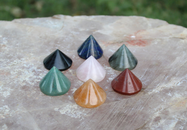 Natural 7 Chakra Conical Pyramid Set of 7