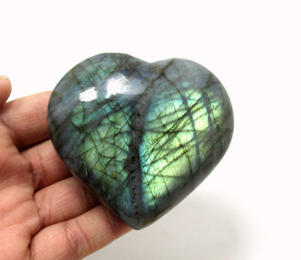 Natural Labradorite 65 mm Heart Palmstone