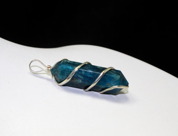 Natural Apatite Wire Wrapped Point Pendant