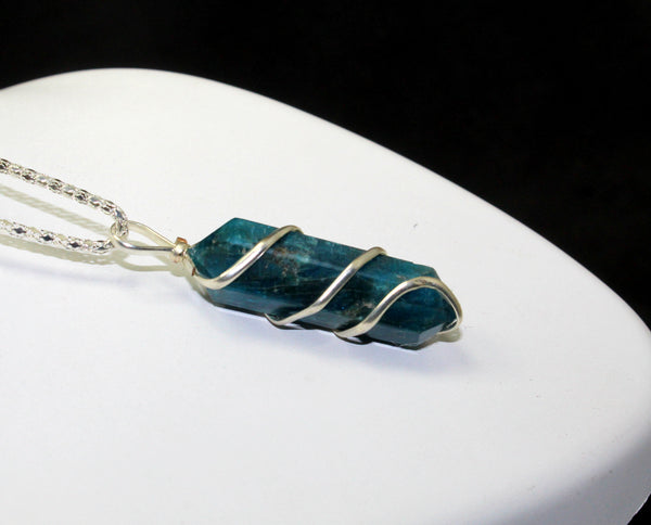 Natural Apatite Wire Wrapped Point Pendant