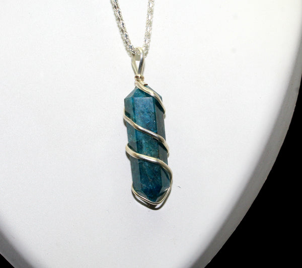 Natural Apatite Wire Wrapped Point Pendant