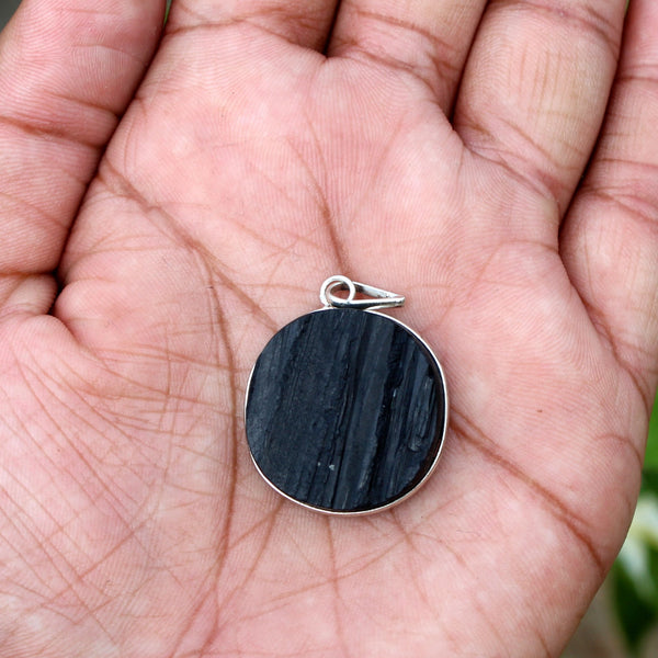 Natural Black Tourmaline Raw Stone Pendants