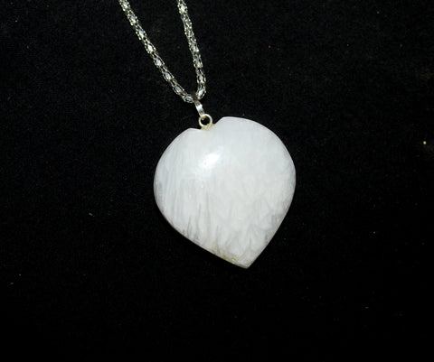 Natural Scolecite Heart Pendant