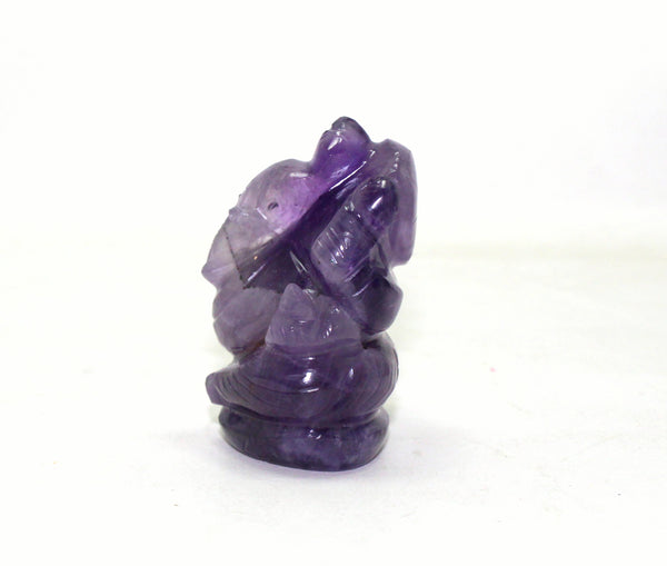 Natural Amethyst Hand Carved Lord Ganesh