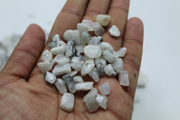 Natural White Rainbow Moonstone Chips Pack of 250 grams