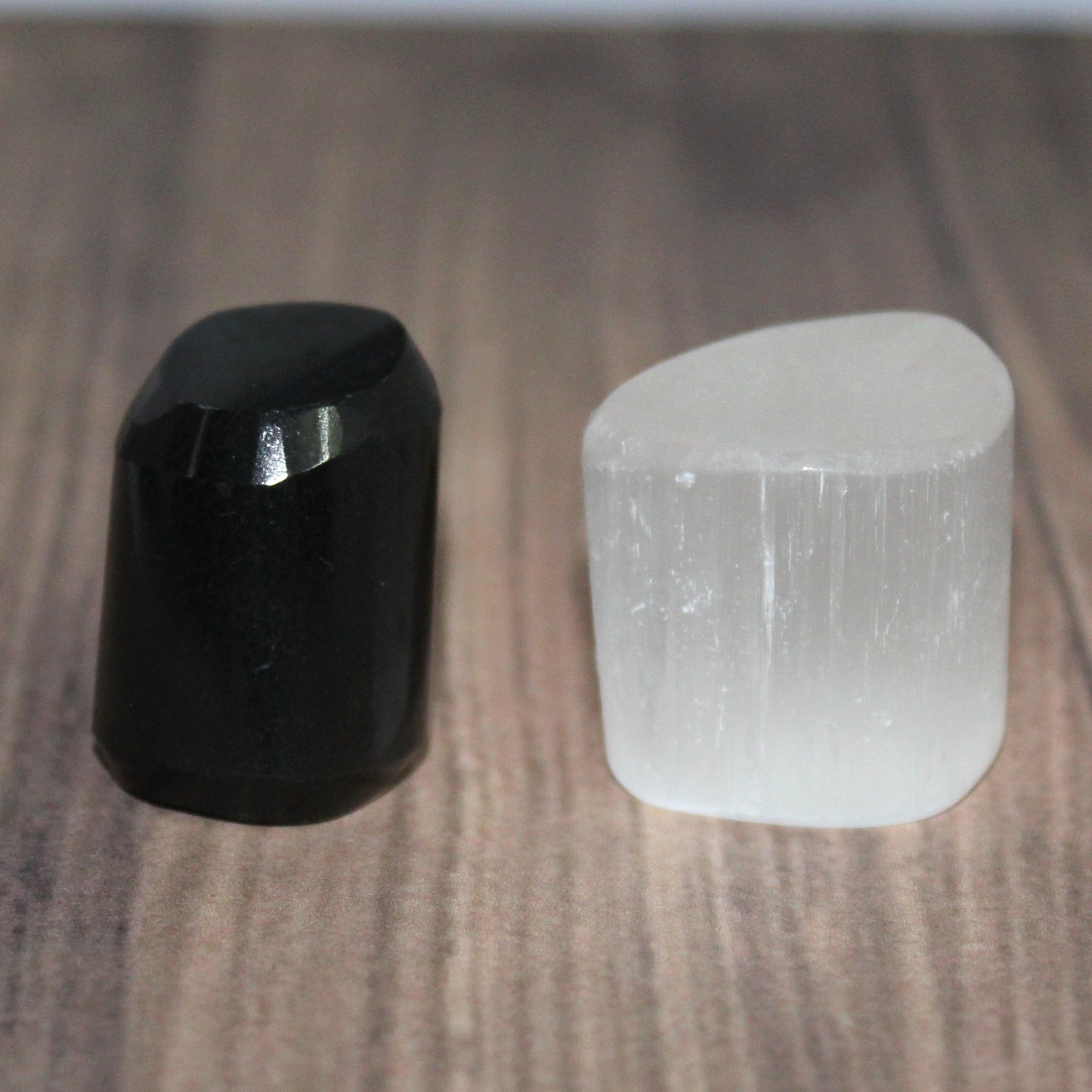 Natural Black Tourmaline and Selenite Tumble Set