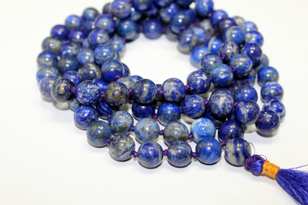 Natural Lapis Lazuli 10 mm Knotted 108 Beads Japa Mala