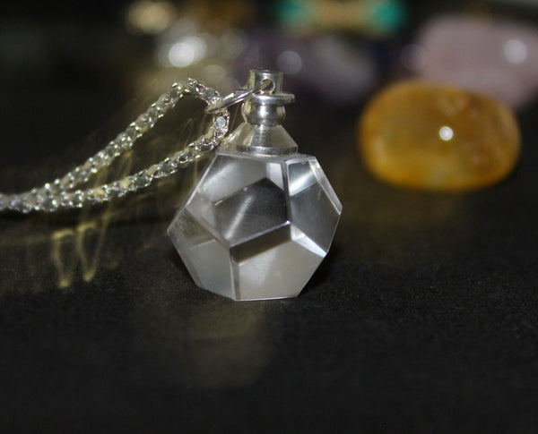 Natural Clear Quartz Dodecahedron Pendant