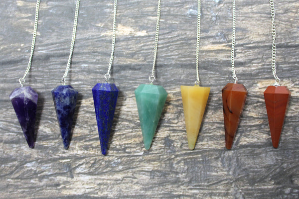 Natural 7 Chakra Dowsing Pendulum Set of 7