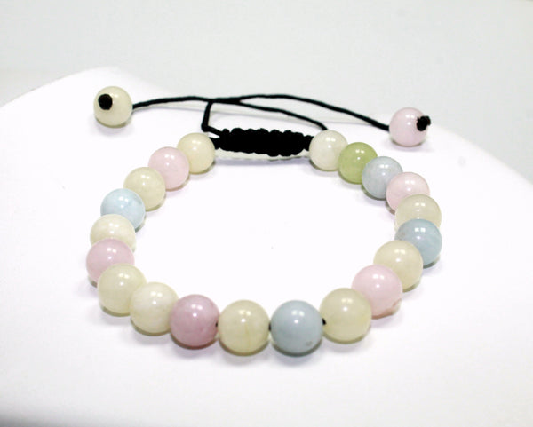 Natural Morganite Beaded Adjustable Bracelet