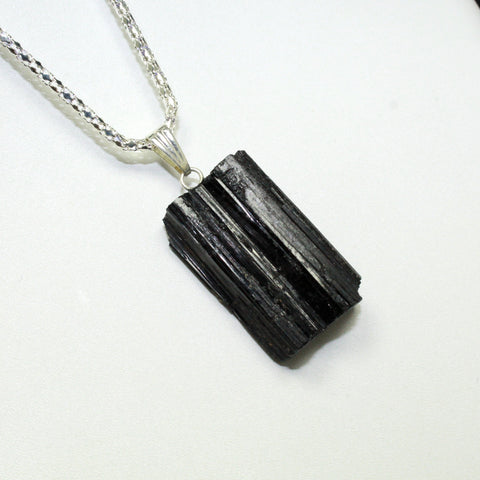 Natural Black Tourmaline Raw Necklace