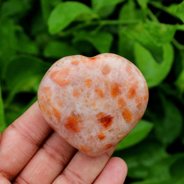 Natural 50 mm Sunstone Heart Palm Stone