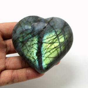 Natural Labradorite 65 mm Heart Palmstone