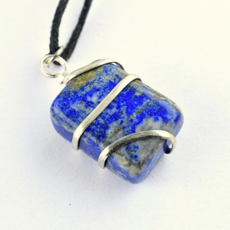 Natural Lapis Lazuli Wire Wrapped Pendant